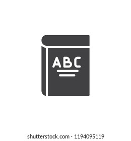 Alphabet book vector icon. filled flat sign for mobile concept and web design. ABC book simple solid icon. Education symbol, logo illustration. Pixel perfect vector graphics