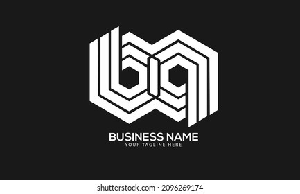 Plantilla de logotipo del vector de monograma de polígono alfabeto BQ o QB