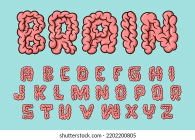 Alphabet Brain Cartoon vector Illustration