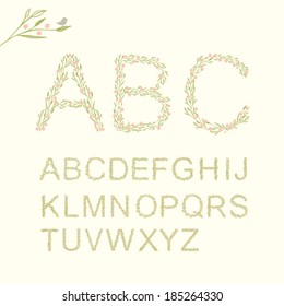 alphabet of branches with flowers