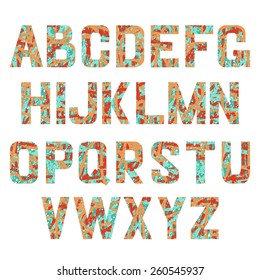 Alphabet bright pastel vector set. English alphabet