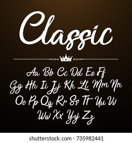 Alphabet brushpen font handwritten lettering calligraphy. Hand-lettering and typography isolated. design for logo poster, banner, card. Vector Font