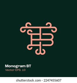 Ilustración Alphabet BT modelo de logotipo de vector monogramo, puede utilizarse para marca y logotipo de negocios