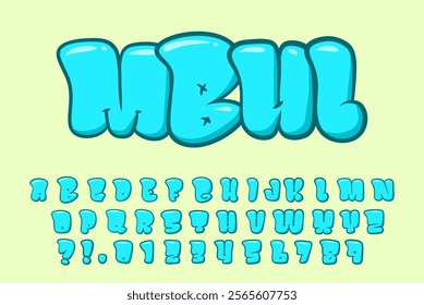 Alphabet Bubble Blue Graffiti Vector Letters