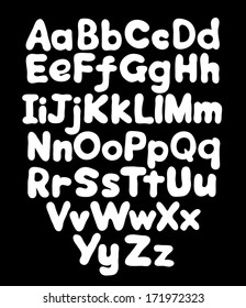 Alphabet bubble hand drawing in black background