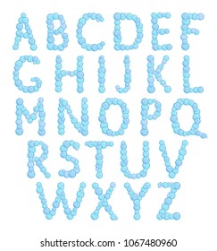 Alphabet, bubbles letters, foam font, vector