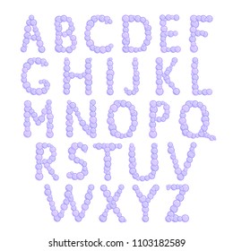 Alphabet, bubbles letters, foam font vector illustration