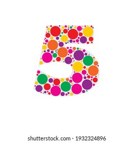 Alfabeto de burbujas Vector Ilustración, Círculos dentro de letras y números de alfabeto, Cartas hechas de círculos mosaicos, Abstracto de fuentes de burbujas de color moderno, letras de alfabeto redondeadas negrita set Diseño