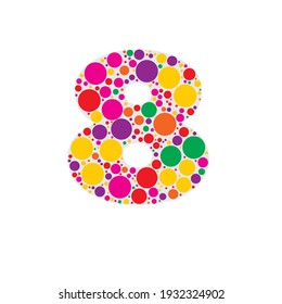 Alfabeto de burbujas Vector Ilustración, Círculos dentro de letras y números de alfabeto, Cartas hechas de círculos mosaicos, Abstracto de fuentes de burbujas de color moderno, letras de alfabeto redondeadas negrita set Diseño