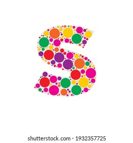 Alphabet of Bubbles Vector Illustration, Circles inside Alphabet Letters and Numbers, Letters Made of Circles Mosaic, Abstract Modern Color Bubble Fonts, Rounded Bold Style Alphabet Letters Set Design