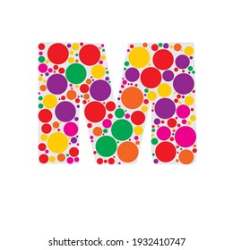 Alfabeto de burbujas Vector Ilustración, Círculos dentro de letras y números de alfabeto, Cartas hechas de círculos mosaicos, Abstracto de fuentes de burbujas de color moderno, letras de alfabeto redondeadas negrita set Diseño