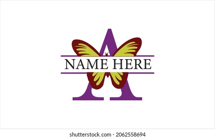 A Alphabet Butterfly abstract monogram vector logo template