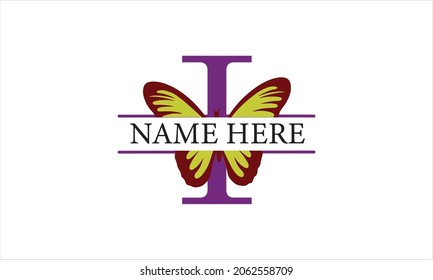 I Alphabet Butterfly abstract monogram vector logo template