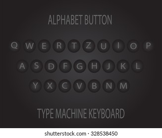 Alphabet buttons type machine keyboard black