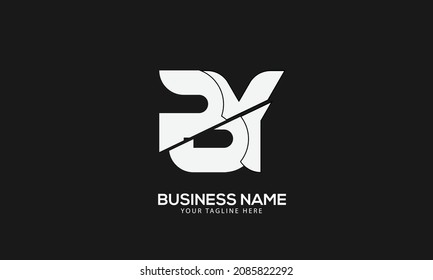 Alphabet BY or YB abstract monogram vector logo template