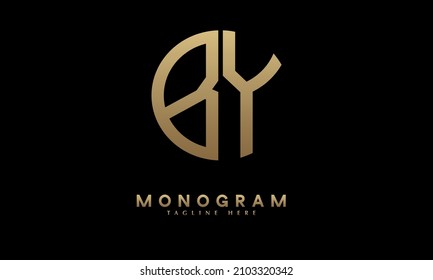 Alphabet BY or YB illustration monogram vector logo template in round shape