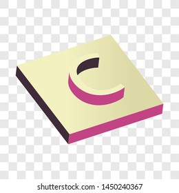 Alphabet C, 3D font isolated ion transparent background
