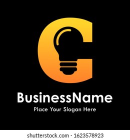 Alphabet C bulb letter vector logo template. suitable for business, education and arts