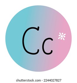 Alphabet C in capital and small letters on circle pastel background