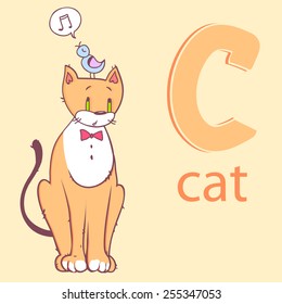 Alphabet C with a Cat