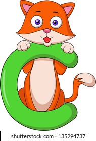 Alphabet C with Cat cartoon