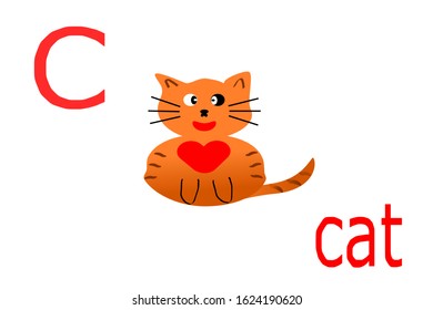 Alphabet C Cat Cartoon Children Kids Stock Vector (Royalty Free ...