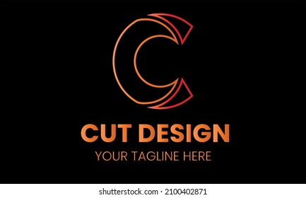 Alphabet c cut shape abstract monogram vector logo template