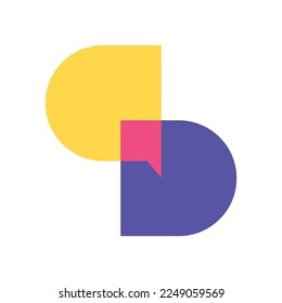 alphabet c and d intersection speech bubble logo vector illustration eps