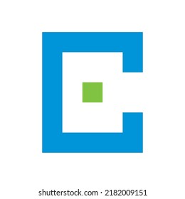 Alphabet C E Square Concentric Blue Green Puzzle Logo Symbol Icon Design