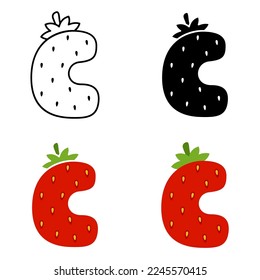 Alphabet C in flat style isolated