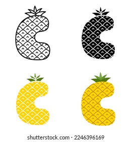 Alphabet C in flat style isolated