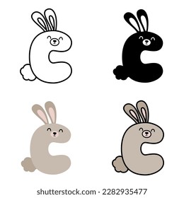 Alphabet C in flat style isolated