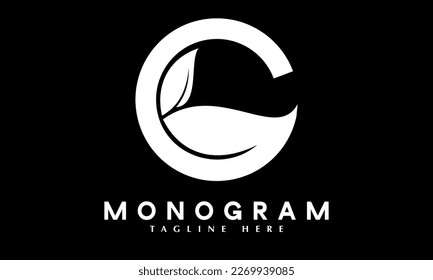 Alphabet C leaf logo abstract monogram vector template