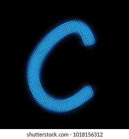Alphabet "C" letter, abstract character on black background. Vector graphic design.