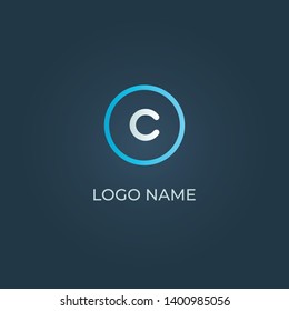 Alphabet C letter design with blue circle