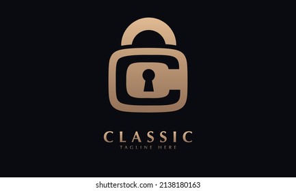 Alphabet C letter text or padlock abstract monogram logo template
