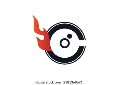 Alphabet c Logo Symbol mit Feuersymbol.
