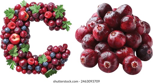 alphabet C made by Cranberry on white background.