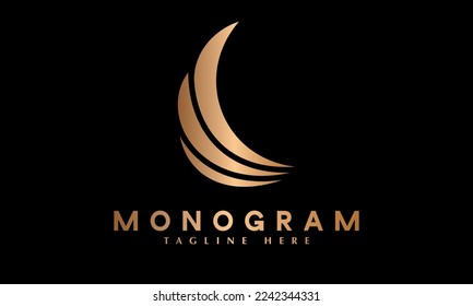 Alphabet C moon shape or Round technology logo vector monogram template