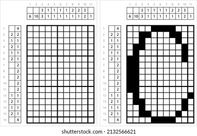 Alphabet C Nonogram Pixel Art, Character C, Language Letter Graphemes Symbol Vector Art Illustration, Logic Puzzle Game Griddlers, Pic-A-Pix, Picture Paint By Numbers, Picross