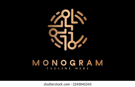 Alphabet C technology modern letter abstract monogram vector logo template