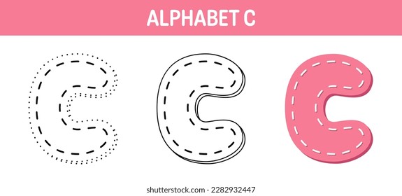 Alphabet C tracing and coloring worksheet for kids