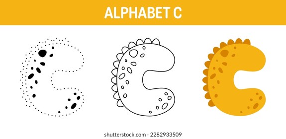 Alphabet C tracing and coloring worksheet for kids