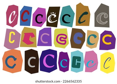 Alphabet c- vector cut newspaper and magazine letters, paper style ransom note letter