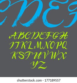 The alphabet in calligraphy brush. 