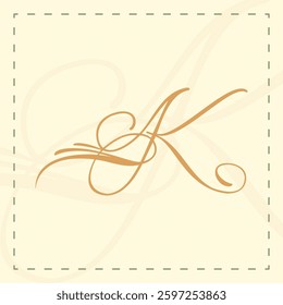 Alphabet calligraphy letter K. Decorative vintage retro. Vector illustration 