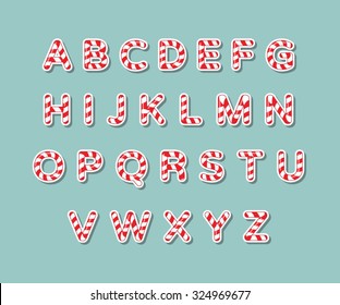 Alphabet candy cane vector illustration