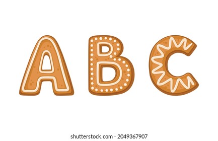 Alphabet Capital Letter as Freshly Baked Cookie and Christmas Holiday Treat Vector Set