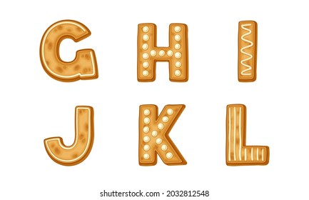 Alphabet Capital Letters as Freshly Baked Cookie and Christmas Holiday Treat Vector Set