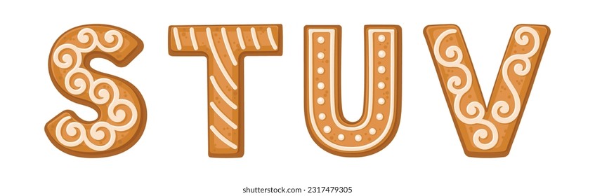 Alphabet Capital Letters as Freshly Baked Cookie and Christmas Holiday Treat Vector Set